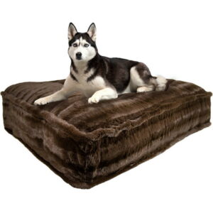 Bessie and Barnie Godiva Brown Luxury Extra Plush Faux Fur Rectangle Dog Bed