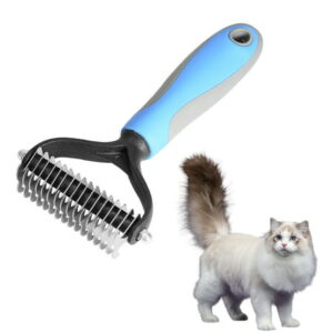 Dematting Comb with 2 Sided Professional Grooming Rake for Cats & Dogs, Great for Short to Long Hair Small Large Breeds