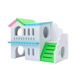 Hamster Hideout for Play Hut Small Animals Multi Chamber Villa Colorful House Habitat Decor with Ladder Easy to Assemble