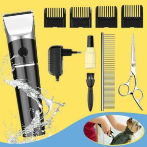 Dog Clippers Grooming Kit, Low Noise Rechargeable Cordless Pet Hair Clippers for Dogs Cats