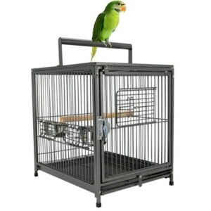 22-Inch Portable Heavy Duty Travel Veterinary Parrot Bird Carrier Play Stand Perch Cage Feeding Bowl Stand with Handle and Accessories