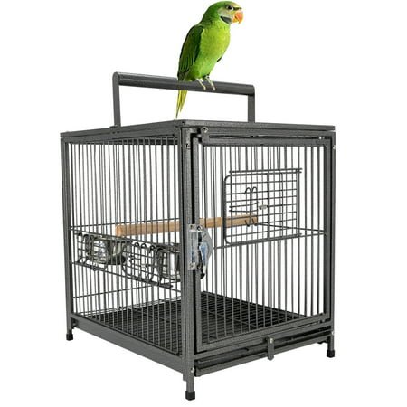 22-Inch Portable Heavy Duty Travel Veterinary Parrot Bird Carrier Play Stand Perch Cage Feeding Bowl Stand with Handle and Accessories