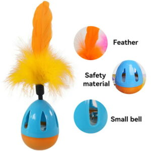 Carkira Pet Tumbler Cat Toy Feather with Treat Dispenser and Bell