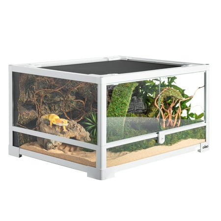 OiiBO Reptile Glass Terrarium, Swing Doors with Screen Ventilation Reptile Terrarium 24″ x 18″ x 12.6″ (24 gallon)