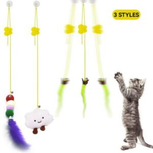 Pet Toys Funny Cat Toy, Feather and Caterpillar Pet Toys, Door Hanging Kitten Scratch Durable Toys Set of 3