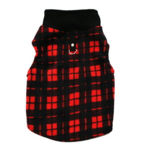 Pet Dog Polar Fleece Vest, Autumn Winter Pet Plaid Jacket Dog Coat Cold Weather Clothes Apparels for Small Medium Large Dogs,Red,L