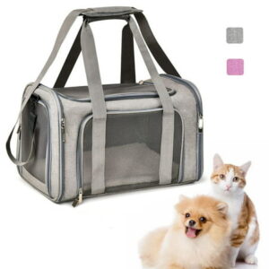 Pet Cat Carriers Dog Carrier Pet Carrier for Puppies up to 15 lbs,Collapsible Travel Puppy Carrier -Gray