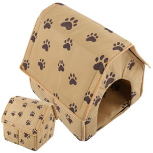 Foldable Dog BedCat House, Pet House, Large Heat Preservation Home For Cat Outdoors Dog Brown