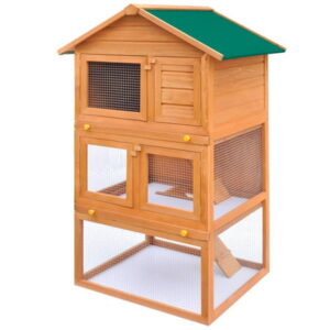 Abody Outdoor Hutch Small Animal House Pet Cage 3 Layers Wood