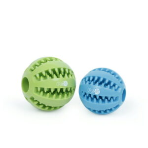 FANGANG Rubber Indestructible Treat Dispensing Chew Ball Hiding Food Puzzle Bite Dog Ball Toy for Pet Tooth Cleaning durable dog chew toy 1 pack 2 balls