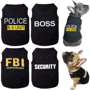 4 Pack Dog Shirts for Small Dog, Breathable Pet T-Shirts Summer Clothes K9 Security Boss FBI Vest for Puppy Boy Girl