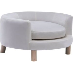Critter Sitters 28-In. Elegant White Faux-Velvet Circular Pet Bed for Small to Medium-Sized Dogs and Cats