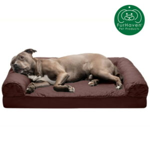 FurHaven | Orthopedic Quilted Sofa Pet Bed for Dogs & Cats, Coffee, Large