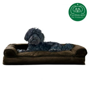 FurHaven Pet Products | Plush & Suede Pillow Sofa Pet Bed for Dogs & Cats, Espresso, Medium