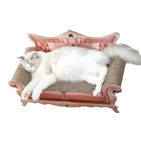 Nisorpa Large Cat Scratcher Cardboard Sofa Bed,Cat Scratch Pad Scratcher Durable Corrugated Pet Gift Kitten or Adult Cat Use,Pink