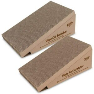 Best Pet Supplies Corrugated Cardboard Cat Scratcher Refill Pads, Lounger, and Fun Interactive Scratching Boards, Claw Safe, Durable, Natural Recycled Materials, Supports Active Play – Slope (2 Pack)