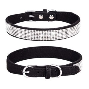 Dog Collar for Small Dogs, Adjustable Leather Bling Dog Collars, Dog Collar Cat Collar, Rhinestone Dog Collar