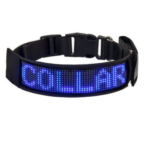 Leadleds Programmable LED Dog Collar Leash, USB Rechargeable ，Adjustable Safety Glow at Night Collar for Large, Medium Dog（Blue）