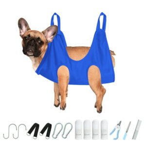 Beuool Dog Grooming Hammock for Nail Trimming Blue Small Size