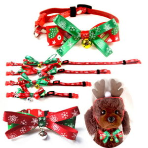 MyBeauty Christmas Cat Dog Collar Bow Tie Gift Adjustable Bell Neck Strap Pet Supplies