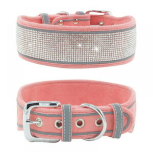 Full Crystal Rhinestones Shing Diamonds PU Leather Dog Pet Collars with Rhinestones Buckle