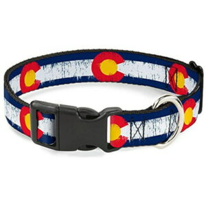 Buckle-Down Plastic Clip Collar – Colorado Flags2 Repeat – 1 2″ Wide – Fits 9-15″ Neck – Large