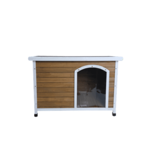 Vivifying Wooden Dog House Extreme Outback Log Cabin Weatherproof Outdoor Pet Kennel, Light Grey, Large/45.6″ x 30.9″ x 32.1″