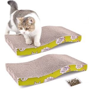 PrimePets Cat Scratchers Cardboard, S Shape Cat Scratch Pad, Cat Scratching, 8 inch Wide, Corrugated Board Reversible with Catnip for Indoor Cats