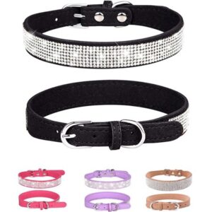 Rhinestone Dog Collar for Small Medium Large Dogs, Adjustable Leather Bling Dog Collars, Diamond Puppy Collars