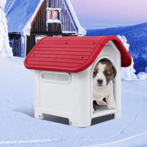 MoNiBloom Up to 30 lbs Waterproof Plastic Dog Cat Kennel Puppy House Outdoor Pet Shelter Red SMALL