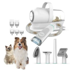 Neakasa by Neabot P1 Pro Pet Grooming Kit & Vacuum Suction, Low Noise Dog Clippers with 5 Proven Grooming Tools for Brush/Deshede/Trim/Collect Pet Hair