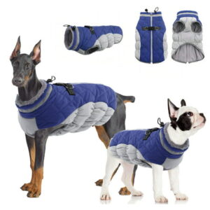 Kuoser Dog Padded Vest Dog Jacket , Reflective Warm Zip Up Dog Winter Coat Windproof for Small Medium and Large Dogs