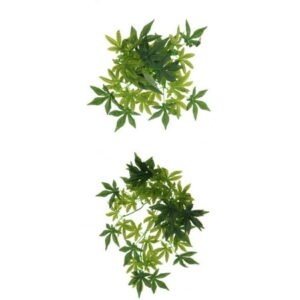 2Pcs Reptile Artificial Vine Hanging Leaves Green Simulation Plant Reptile Terrarium Habitat Decor Aquarium Ornament