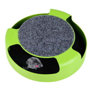 Moving Play Toy Educational Cat Kitten Catch The Mouse Toy Rotating Interactive Cat Toy Firm Plush Scratching Claw Toy