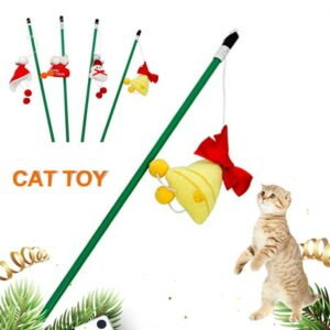 MyBeauty Cats Stick Christmas Element Doll Decompression Bite Resistant Cute Cats Wand Plush Doll Pompom Toy Pet Gift