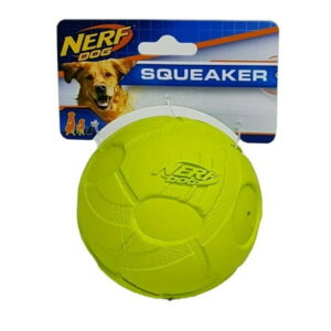 Nerf Dog 3.8 inch Bash Squeaker Ball Dog Toy Green Rubber