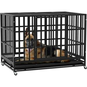 Vitesse Heavy Duty Dog Crate cage，Extra Large Dog Crate Kennel，Indestructible high Anxiety Dog Crate,Easy to Assemble, XXL Large Dog Crate for Outdoor and Indoor with Removable Tray