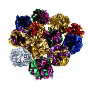 Clearance! 12pcs Colorful Crinkle Foil Balls Cat Kitten Sound Paper Toy Cat Toy Mylar Balls