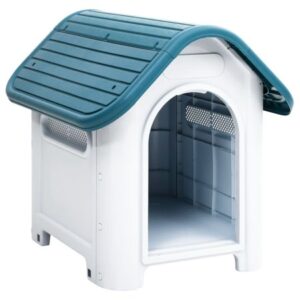 vidaXL Dog House Polypropylene Animal Pet Cage Kennel Puppy Carrier Blue/Gray