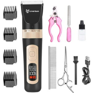 Dog Clippers, USB Rechargeable Cordless Dog Grooming Kit, Electric Pets Hair Trimmers Shaver Shears for Dogs and Cats, 4-Speed, Quiet, Washable, with LED Display