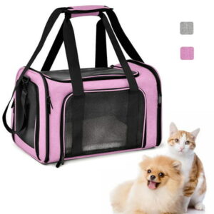 Pet Cat Carriers Dog Carrier Pet Carrier for Puppies up to 15 lbs,Collapsible Travel Puppy Carrier-Pink