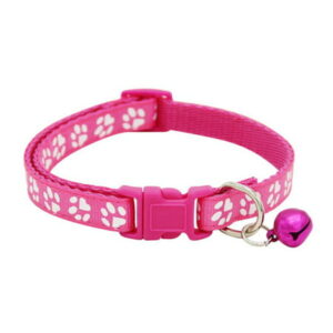 Pet Small Dog Cat Safety Adjustable Paw Printed Puppy Necklace Collar With Bell