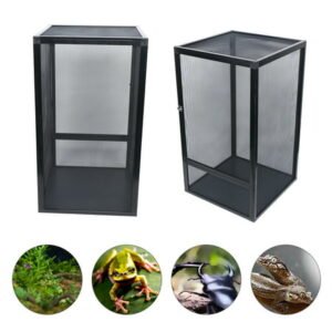 CNCEST Climbing Pet Breeding Cage Black Reptile Enclosure Terrarium Mesh Screen Cage