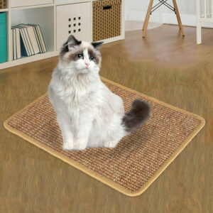 JTWEEN Cat Scratcher Mat, 11.7*15.6in Natural Sisal Cat Scratch Mats, Horizontal Cat Floor Scratching Pad Rug, Protect Carpets and Sofas