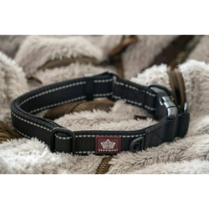 Dog Collar Black Durable Padded Thick Nylon Collar for Large Dogs by CrownPet