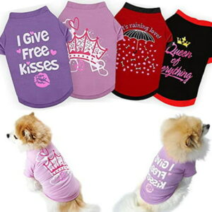 Wenye Set of 4 Dog Shirt for Small Dogs, Pet Outfits Female Outfits T-shirt Apparel s