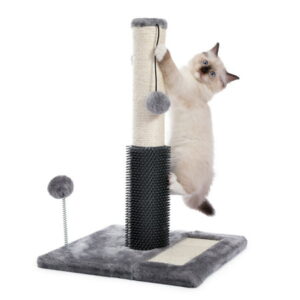 PAWZ Road Cat Scratching Post with Rubber Massager for Kittens to Medium Cats,Gray