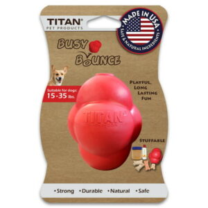 Titan Pet Products Busy Bounce Durable Rubber Dog Toy, Medium, Red