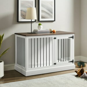 Winslow Small Credenza Dog Crate White/Dark Brown