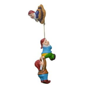 Ksruee Garden Tree Gnome Decor – Resin Climbing Gnomes for Outside Garden, Yard, Patio Decorations | Durable Garden Tree Gnome Ornaments | Whimsical Tree Statue with Three Cute Gnomes on a Rope